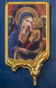 Crying Portrait of Stephanie Seymour as a Renaissance Madonna with Holy Child (After Benozzo Gozzoli)
